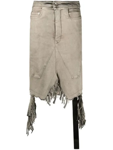 Rick Owens DRKSHDW джинсовая юбка Slivered, серый