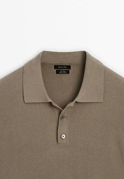 Рубашка-поло Short Sleeve Massimo Dutti, светло-коричневая