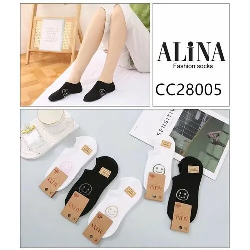 Подследники ALINA, 10 пар, размер 36-41, черный, белый