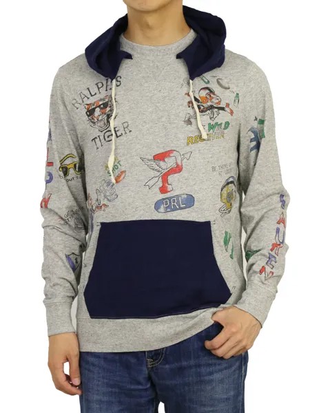 Тонкий пуловер с принтом «P» и длинными рукавами Polo Ralph Lauren, толстовка с капюшоном