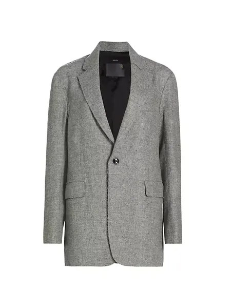 Рваный пиджак оверсайз из сырой шерсти R13, серый