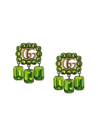 Gucci серьги с логотипом Double G и кристаллами