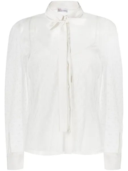 Блузка из тюля пуэн-деспри RED Valentino, белый