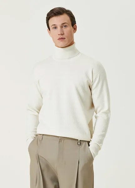 Белый фактурный свитер с водолазкой Bally