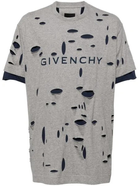 Многослойная футболка с эффектом потертости Givenchy, серый
