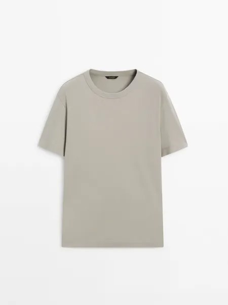Футболка с короткими рукавами из 100% хлопка Massimo Dutti, серый