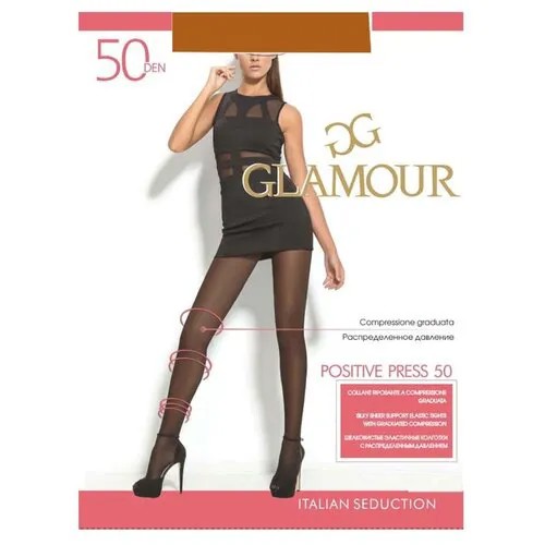 Колготки Glamour Positive Press, 50 den, размер 3, коричневый, бежевый