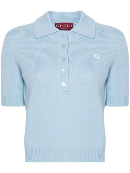 Gucci рубашка поло с логотипом Interlocking G, синий