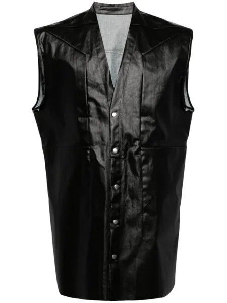 Rick Owens рубашка из искусственной кожи без рукавов, черный