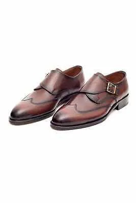 Мужские каштаново-коричневые кожаные модельные туфли Ariston с одним ремешком