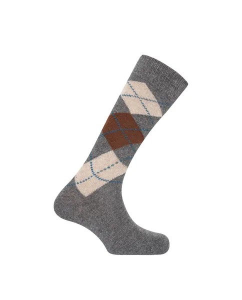 Мужские короткие носки из кашемира/шерсти, ромбы. Сделано в Испании Punto Blanco, серый