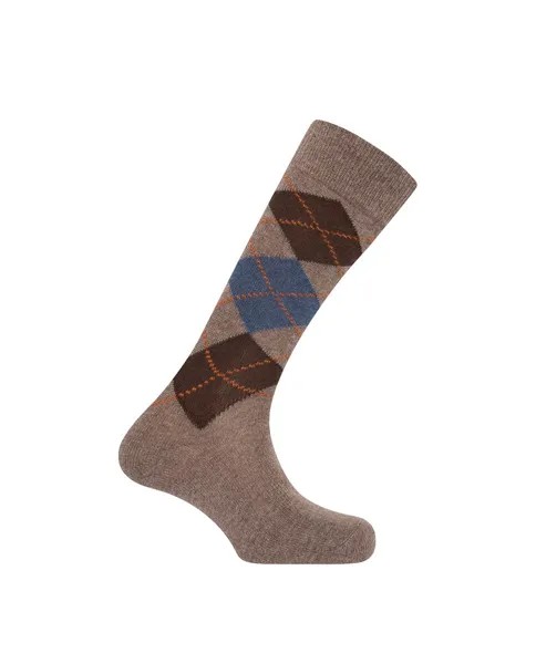 Мужские короткие носки из кашемира/шерсти, ромбы. Сделано в Испании Punto Blanco, коричневый