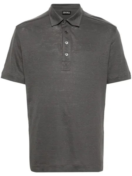 Zegna льняная рубашка поло, серый