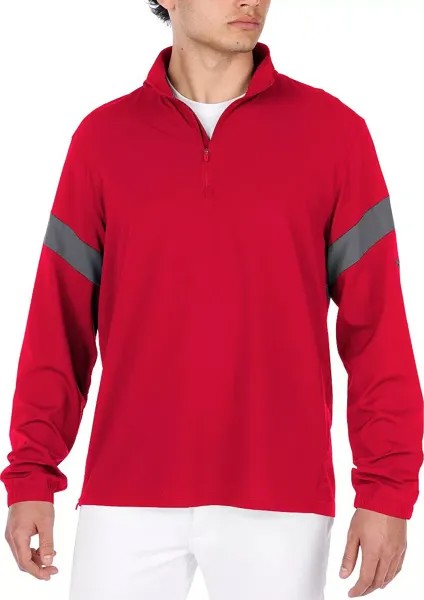 Мужская куртка Mizuno, пуловер на молнии 1/4, красный