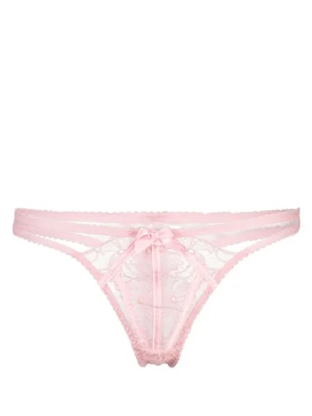 Agent Provocateur кружевные трусы-стринги Rozlyn с бантом, розовый