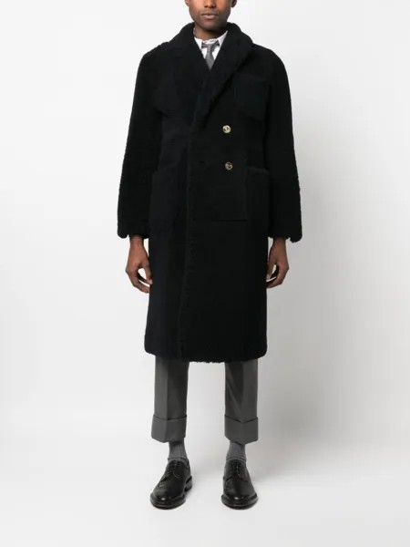 Двубортное пальто Thom Browne, синий