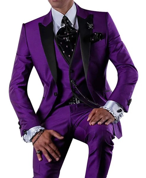 Мужской костюм из трех предметов, сиреневый приталенный пиджак, жилет и брюки, костюм для свадебного платья