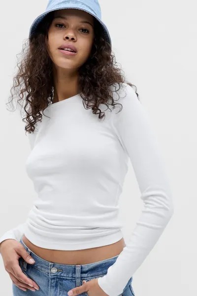 Современная футболка с длинными рукавами и круглым вырезом Gap, белый