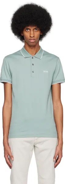 Футболка-поло с вышивкой ZEGNA, зеленый