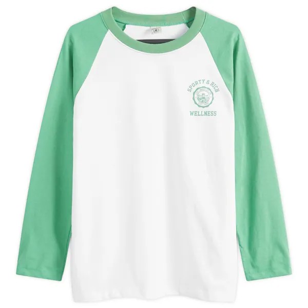 Футболка Sporty & Rich Emblem Baseball T-Shirt, цвет White & Verde