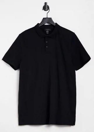 Черное трикотажное поло New Look-Черный цвет
