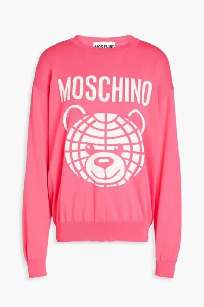Хлопковый свитер вязки интарсия Moschino, цвет Bubblegum