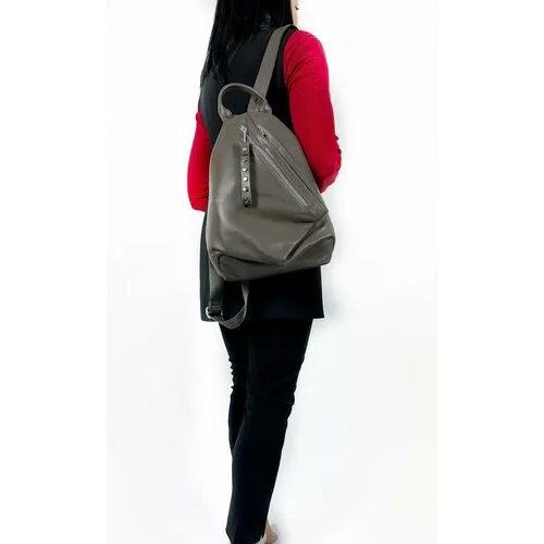 Рюкзак торба Polina & Eiterou 19002-DarkGrey, фактура гладкая, коричневый, серый