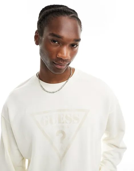 Guess Originals — кремово-белая толстовка унисекс с винтажным логотипом