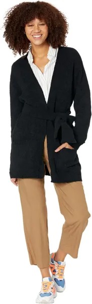 Свитер Plush Cozy Knit Cardigan with Belt, черный