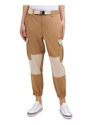 TOMMY JEANS Женские бежевые брюки-карго в стиле джоггер с карманами на молнии и поясом 24