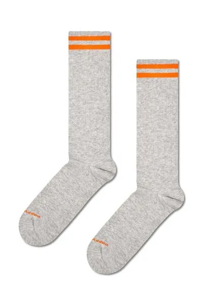 Тонкие однотонные носки Sneaker Crew Happy Socks, серый