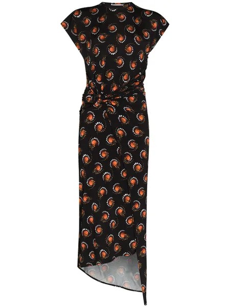 Paco Rabanne платье миди асимметричного кроя с графичным принтом