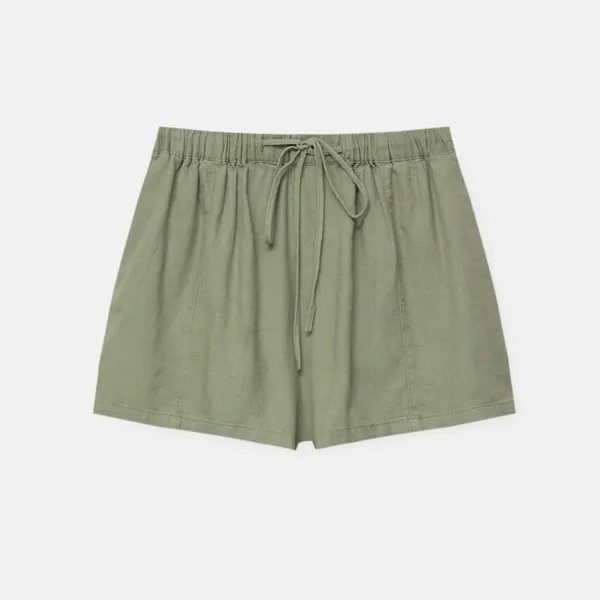 Шорты с эластичным поясом Pull&Bear Flowing Rustic Shorts, хаки