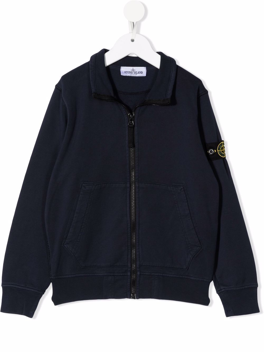 Stone Island Junior толстовка на молнии с нашивкой-логотипом