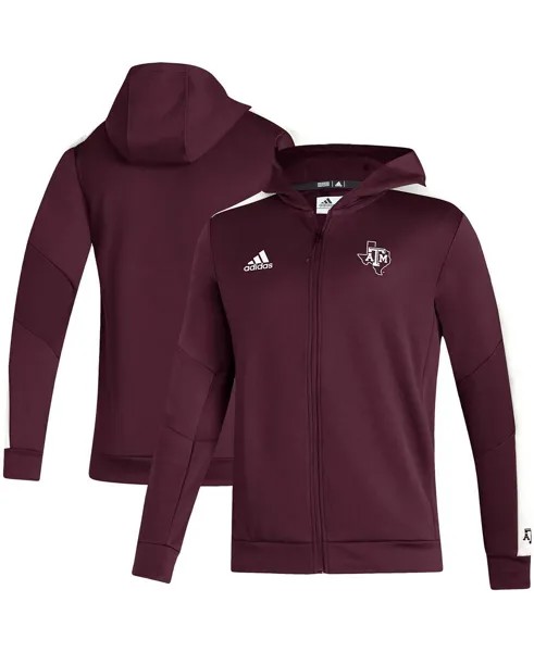 Мужская темно-бордовая толстовка с молнией во всю длину Texas AM Aggies 2021 Sideline Aeroready adidas