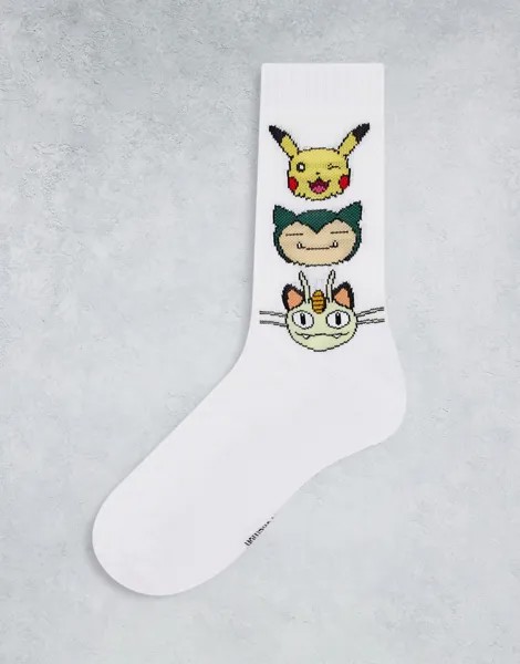 Носки с покемонами Пикачу, Снорлаксом и Мяутом ASOS DESIGN Pokemon-Белый
