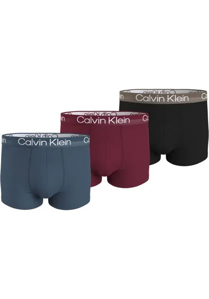 Calvin Klein Underwear Trunk (3 шт. в упаковке), с логотипом бренда на поясе, цвет Ind Teal, Rum Rd, Blk W Carabou Wb
