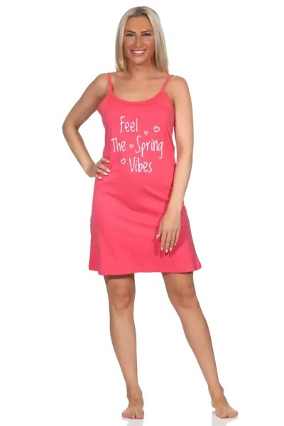 Ночная рубашка NORMANN Spaghetti Neglige Frontprint, розовый