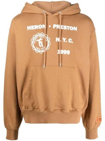 Heron Preston худи с графичным принтом, коричневый