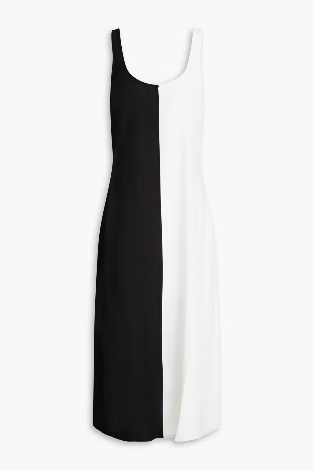 Платье миди из крепа с открытой спиной и атласными вставками Anne-Marie Solid & Striped, черный