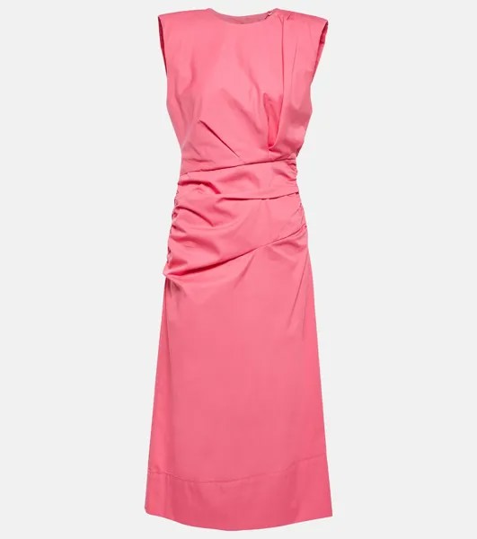 Хлопковое платье миди с рюшами DOROTHEE SCHUMACHER, розовый