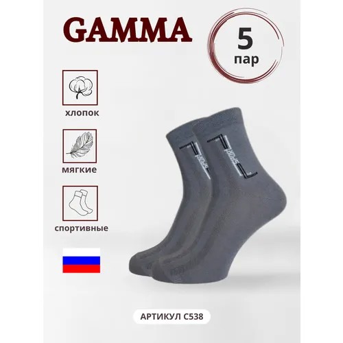 Носки ГАММА, 5 пар, размер 25-27, серый