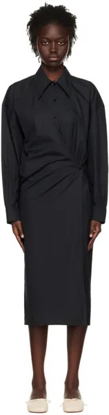 Черное платье-миди с перекрученным узором LEMAIRE