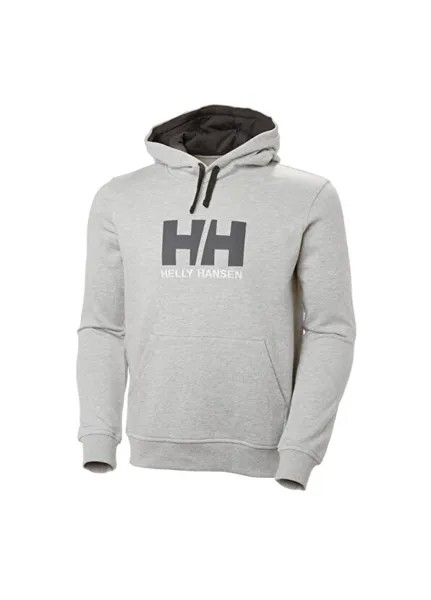 Серая мужская толстовка с капюшоном и логотипом Helly Hansen