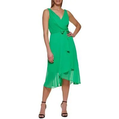 Женское зеленое шифоновое летнее платье с пышной юбкой DKNY 6 BHFO 4869