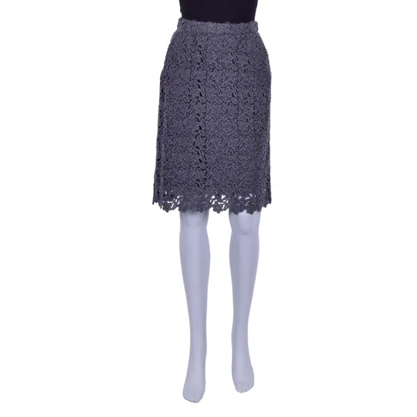DOLCE - GABBANA Шерстяная кружевная шелковая юбка с цветочным принтом Серый Серый 07093