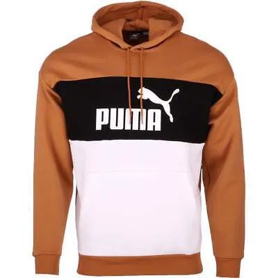 Puma Ess+ Colorblocked Logo Pullover Hoodie Mens Brown Casual Topwear 67461291