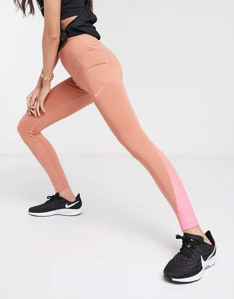 Розовые леггинсы Nike Running fast tight-Черный цвет