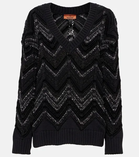 Свитер оверсайз с пайетками Zig Zag Missoni, черный