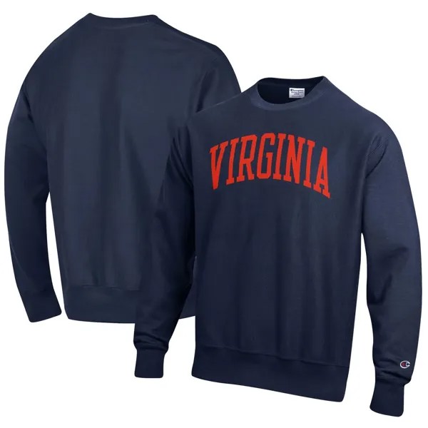 Мужской темно-синий пуловер Virginia Cavaliers Arch обратного плетения свитшот Champion